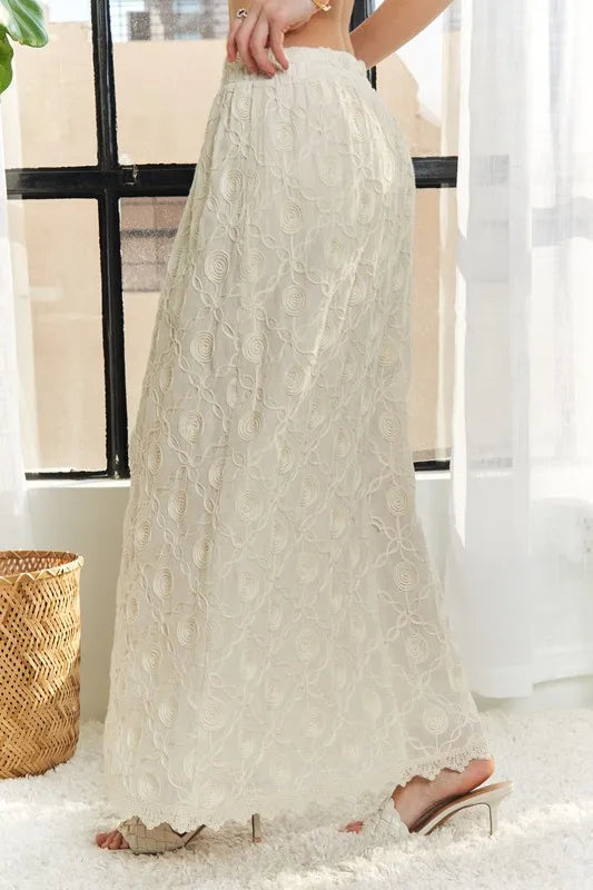 ADORA Elastic Waist Applique Maxi Skirt - Velora Luxury Fashion