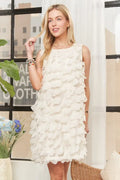 ADORA Sleeveless Shift 3D Petal Dress - Velora Luxury Fashion