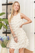 ADORA Sleeveless Shift 3D Petal Dress - Velora Luxury Fashion