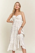 ADORA Smocked Floral Sweetheart Neck Cami Dress - Velora Luxury Fashion