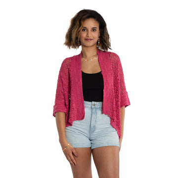 Short Sleeved Cardigan - Pink