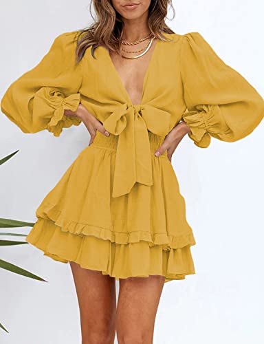 AILUNSNIKA Women's Knotted Tiered Mini Dress - Velora Luxury Fashion