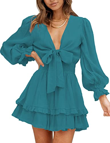 AILUNSNIKA Women's Knotted Tiered Mini Dress - Velora Luxury Fashion