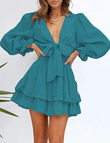 AILUNSNIKA Women's Knotted Tiered Mini Dress - Velora Luxury Fashion