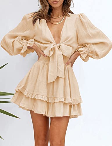 AILUNSNIKA Women's Knotted Tiered Mini Dress - Velora Luxury Fashion