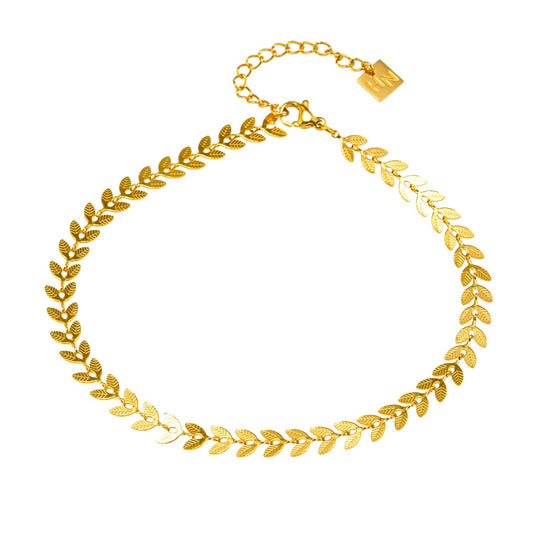ALALA LG: Botanical Beauty Embossed Leaf Anklet - Velora Luxury Fashion