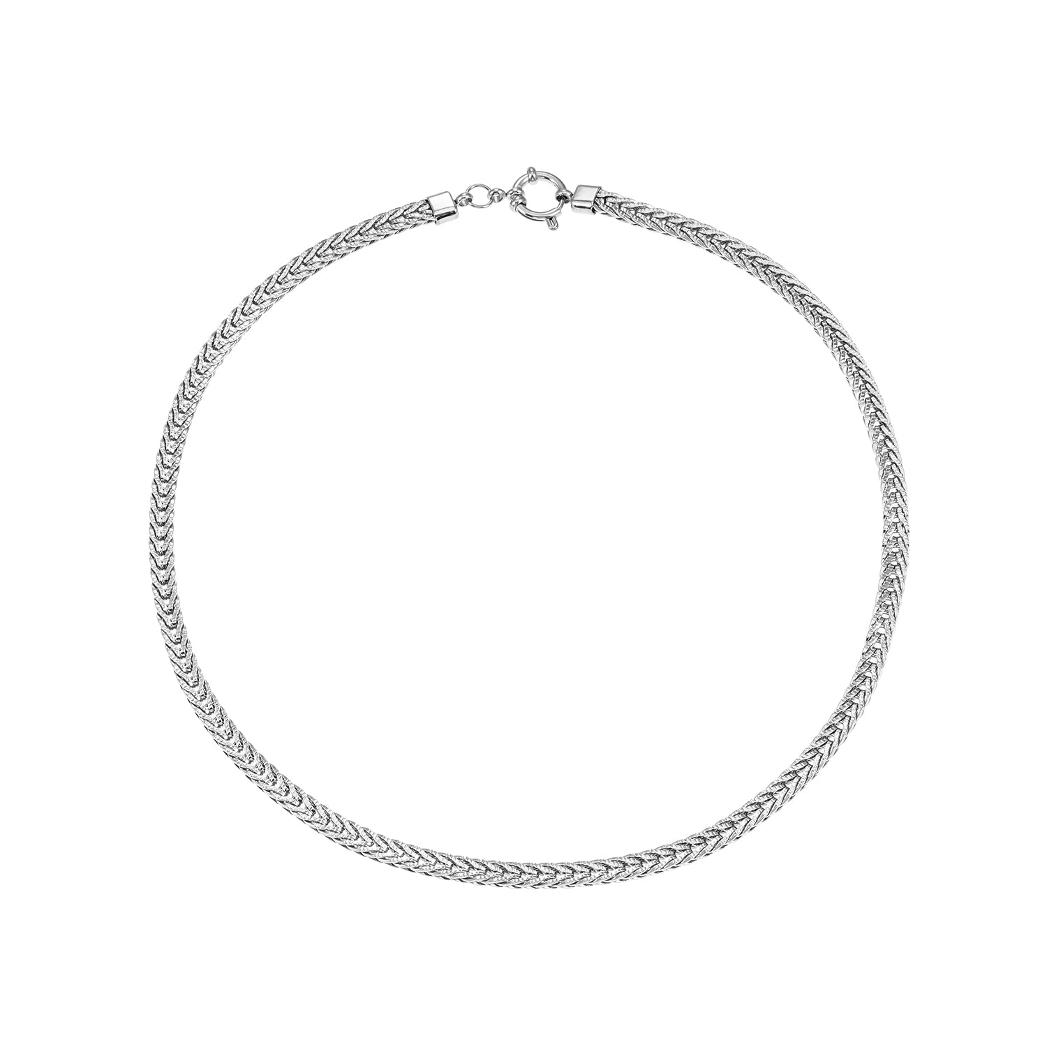 ALICE Silver (White Gold): Chunky Link Chain Necklace with Ring Fastener Pendant - Velora Luxury Fashion