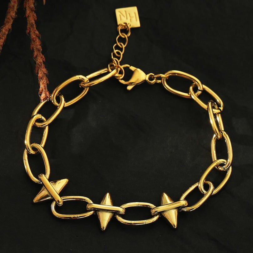 ALLYSON Link-Chain Bracelet with Industrial Shaped Driblets - Velora Luxury Fashion