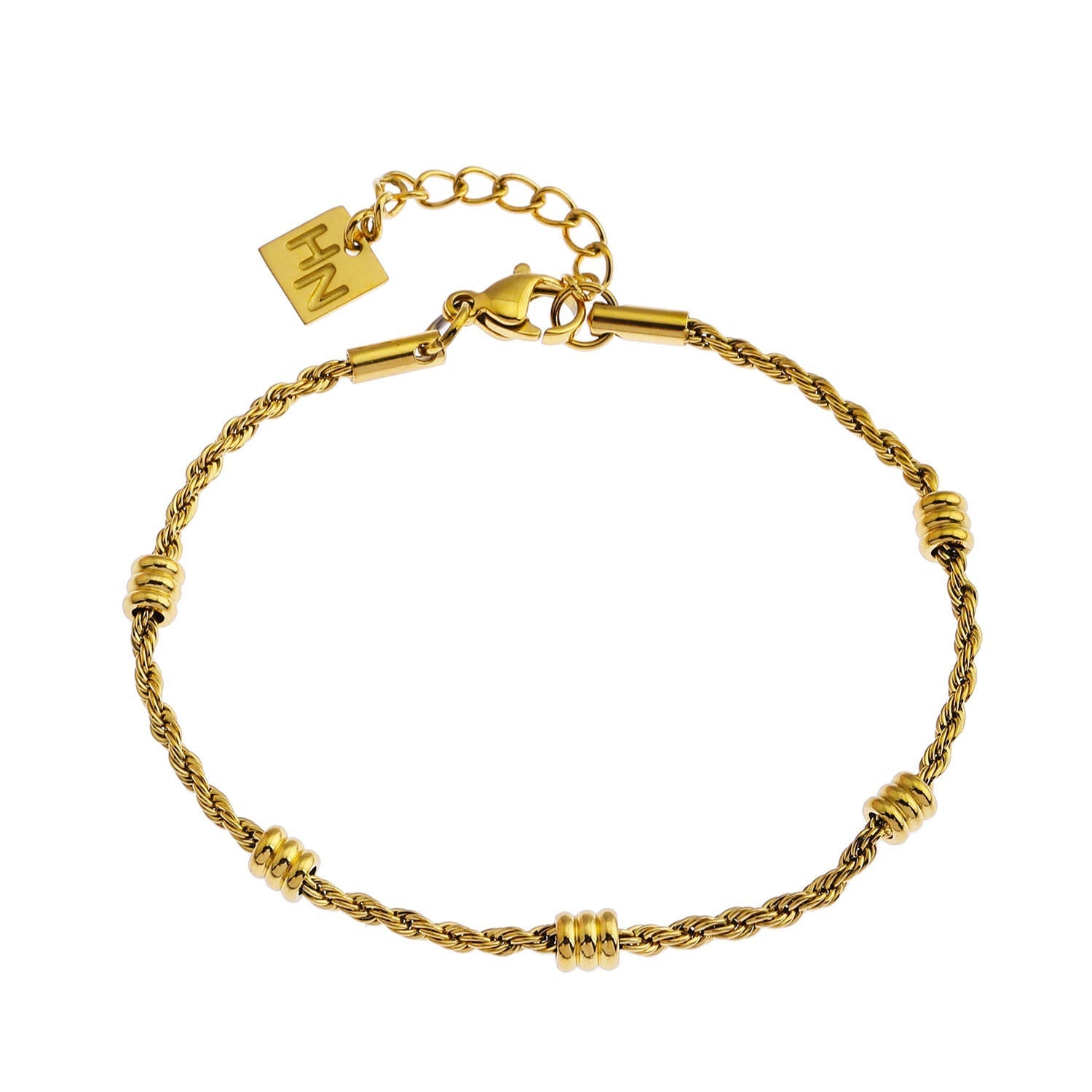 AMIENS Gold: Beaded Rope Chain Bracelet - Velora Luxury Fashion