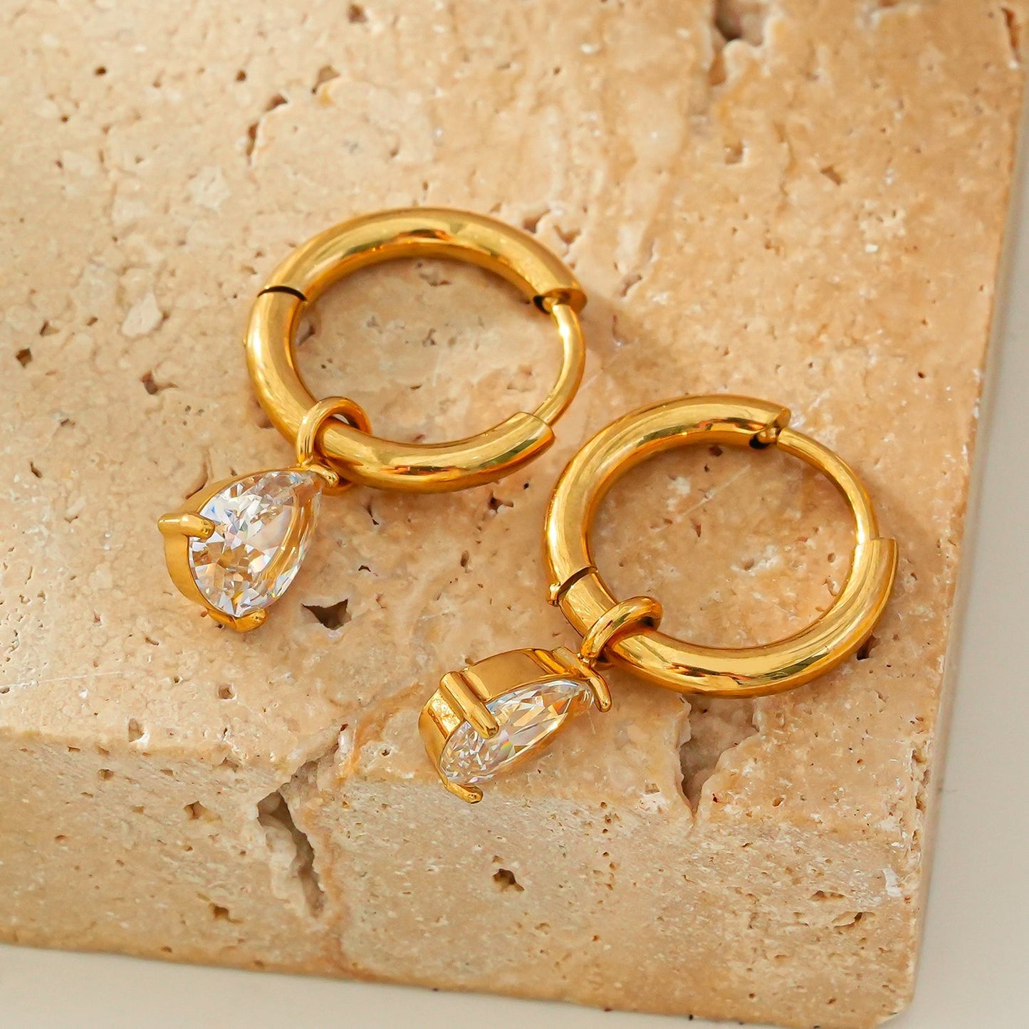 ANNAPOLIS Gold: Vintage Inspired Mini Hoops With Pearl Zirconia Charms - Velora Luxury Fashion