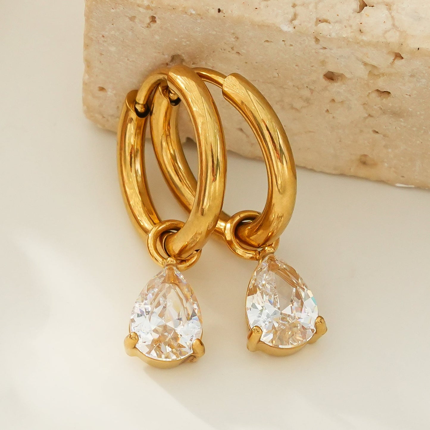 ANNAPOLIS Gold: Vintage Inspired Mini Hoops With Pearl Zirconia Charms - Velora Luxury Fashion
