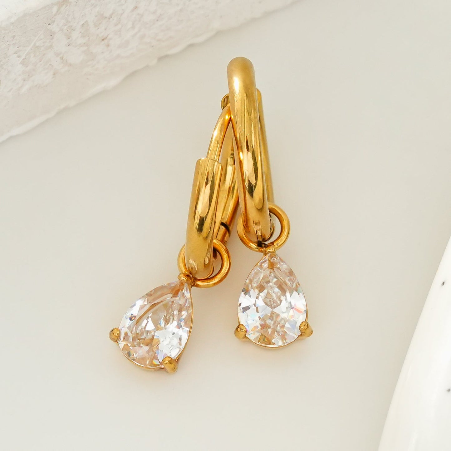 ANNAPOLIS Gold: Vintage Inspired Mini Hoops With Pearl Zirconia Charms - Velora Luxury Fashion