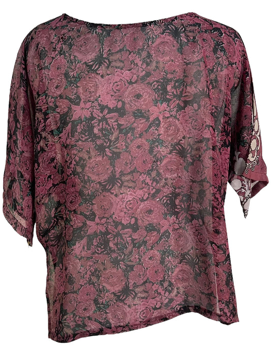 PRG6319 Sheer Avatar Pure Silk Side Slit Top - Velora