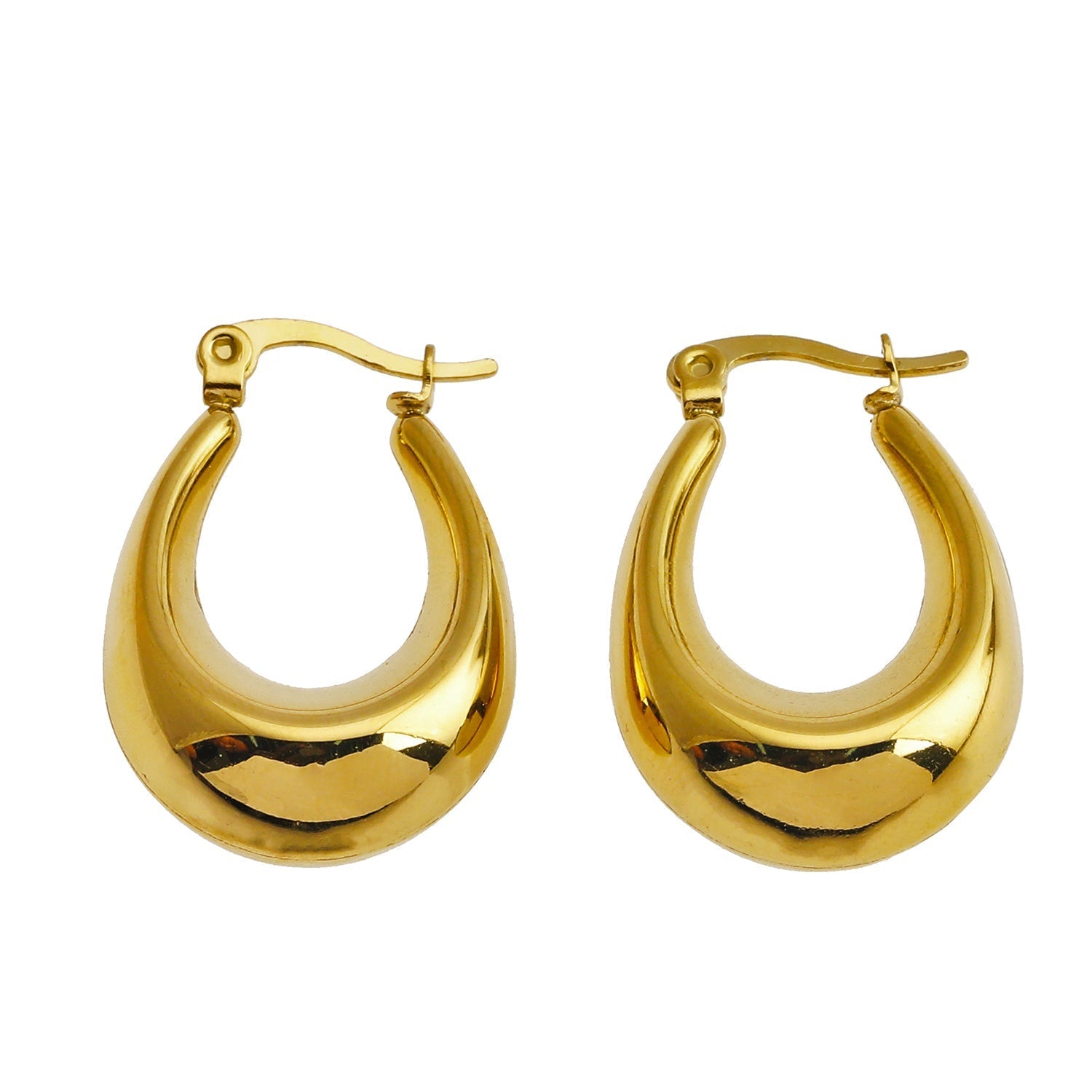 ARINA Chunky Shaped Hoops Gold - Velora Luxury Fashion