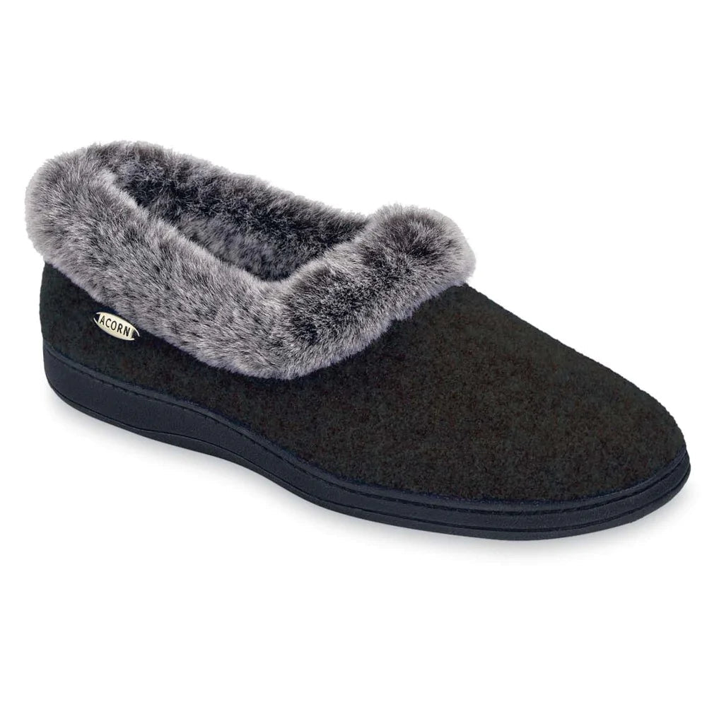 Acorn Women's Faux Fur Chinchilla Collar Slippers - Velora Luxury Fashion