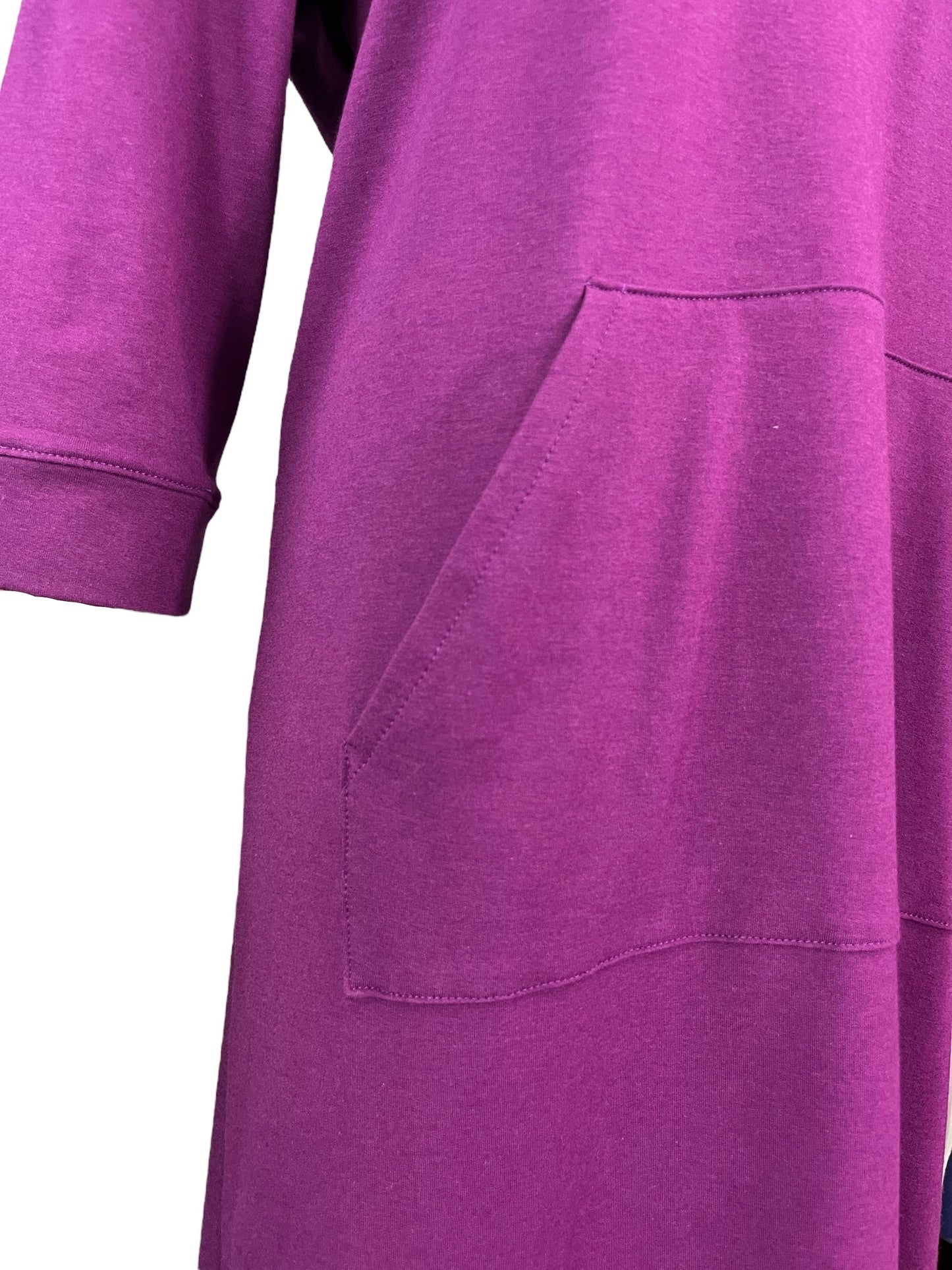 Adaptive Women’s Cotton Terry Dress – Back Opening, Crew-Neck, Magenta (S–3XL) - Velora Luxury Fashion