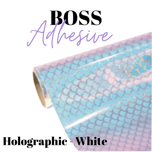 Adhesive Vinyl- Boss Adhesive - HOLO WHITE FISH SCALE - Velora Luxury Fashion