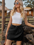 Adjustable Waist Denim Skirt with Pockets - Velora Luxury Fashion