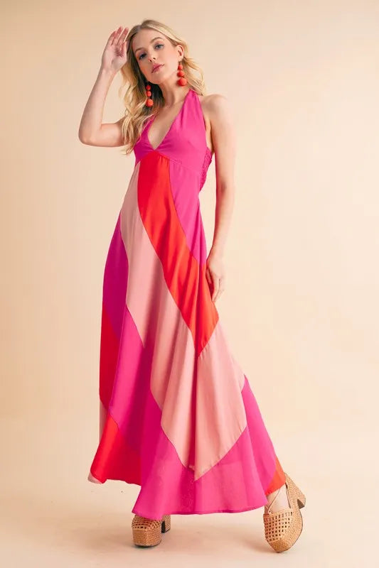 Aemi+Co Color Block Sleeveless Maxi Dress - Velora