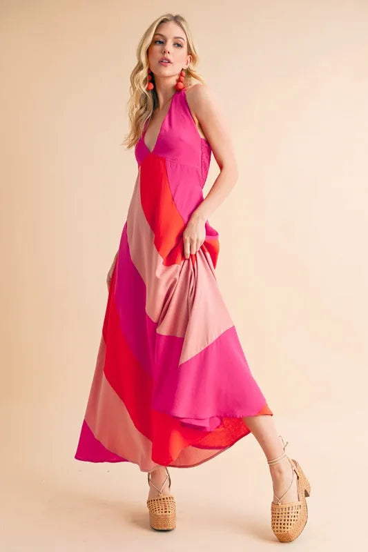 Aemi+Co Color Block Sleeveless Maxi Dress - Velora