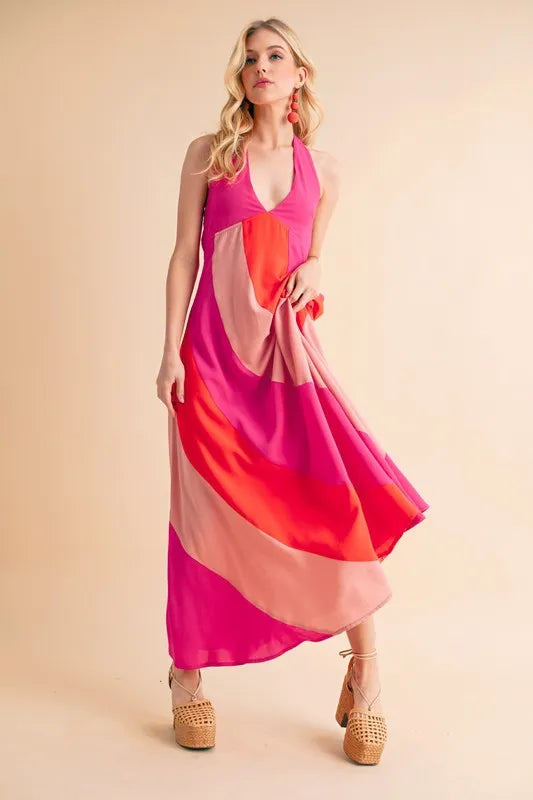 Aemi+Co Color Block Sleeveless Maxi Dress - Velora