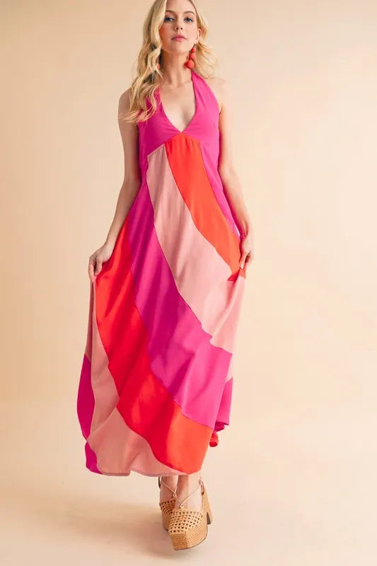 Aemi+Co Color Block Sleeveless Maxi Dress - Velora