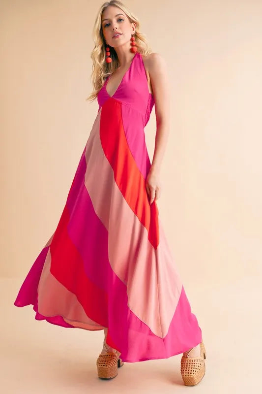 Aemi+Co Color Block Sleeveless Maxi Dress - Velora