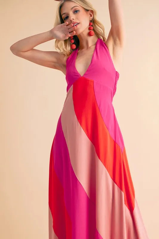 Aemi+Co Color Block Sleeveless Maxi Dress - Velora