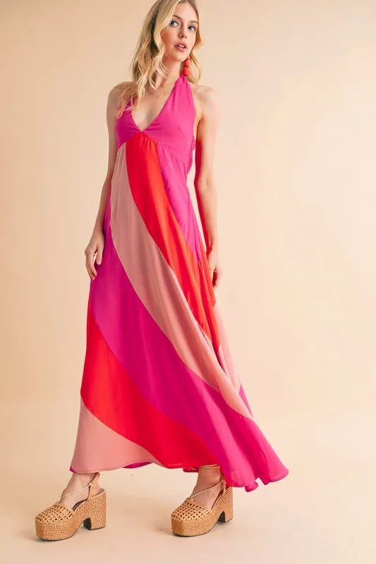 Aemi+Co Color Block Sleeveless Maxi Dress - Velora