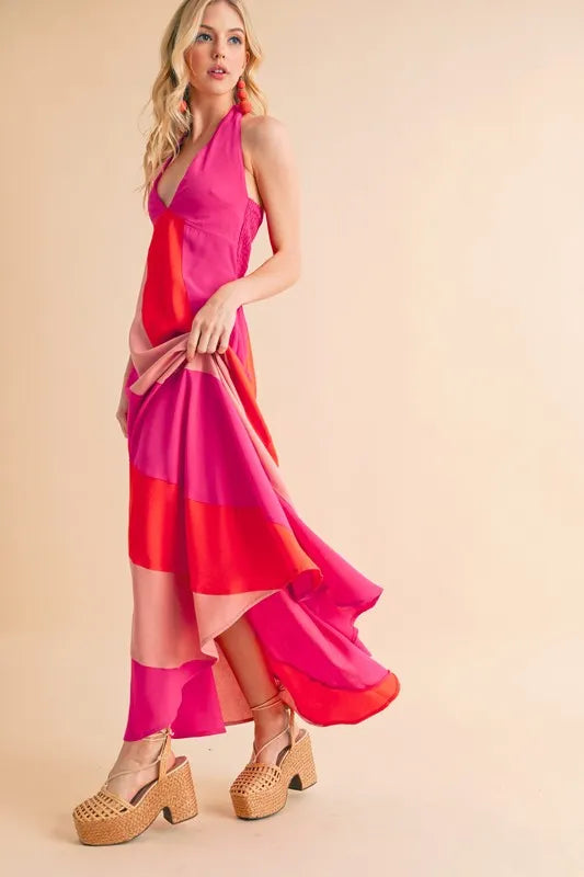 Aemi+Co Color Block Sleeveless Maxi Dress - Velora