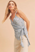 Aemi + Co Ditsy Floral Surplice Adjustable Straps Cami - Velora Luxury Fashion