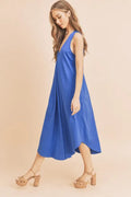 Aemi + Co Front Pleat Detail V-Neck Sleeveless Midi Dress - Velora Luxury Fashion