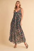 Aemi + Co Printed V-Neck Frill Tiered Cami Dress - Velora Luxury Fashion