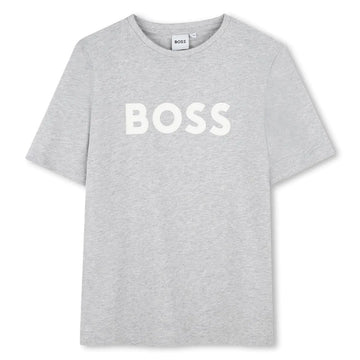 BOSS Youth Grey Cotton Tee with Chest Emblem 12Years