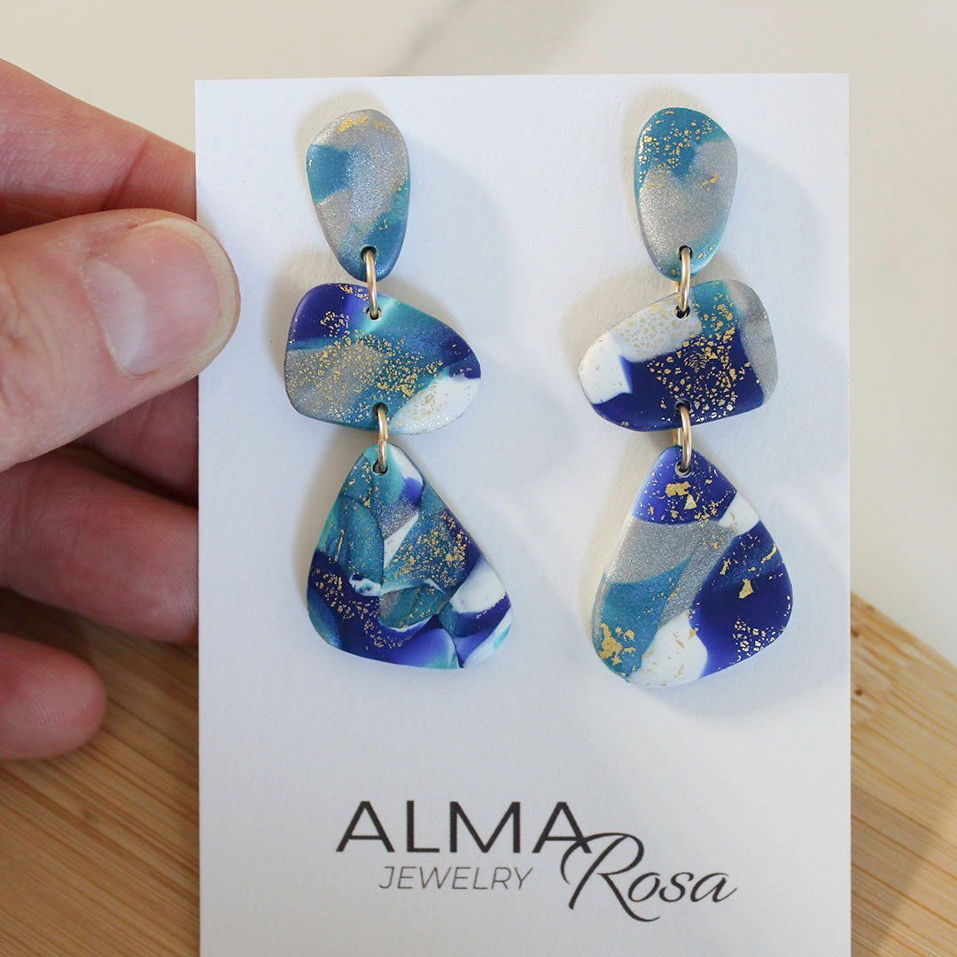 Alma Rosa Polymer Clay Stone Earrings - Unique Artistry - Velora Luxury Fashion