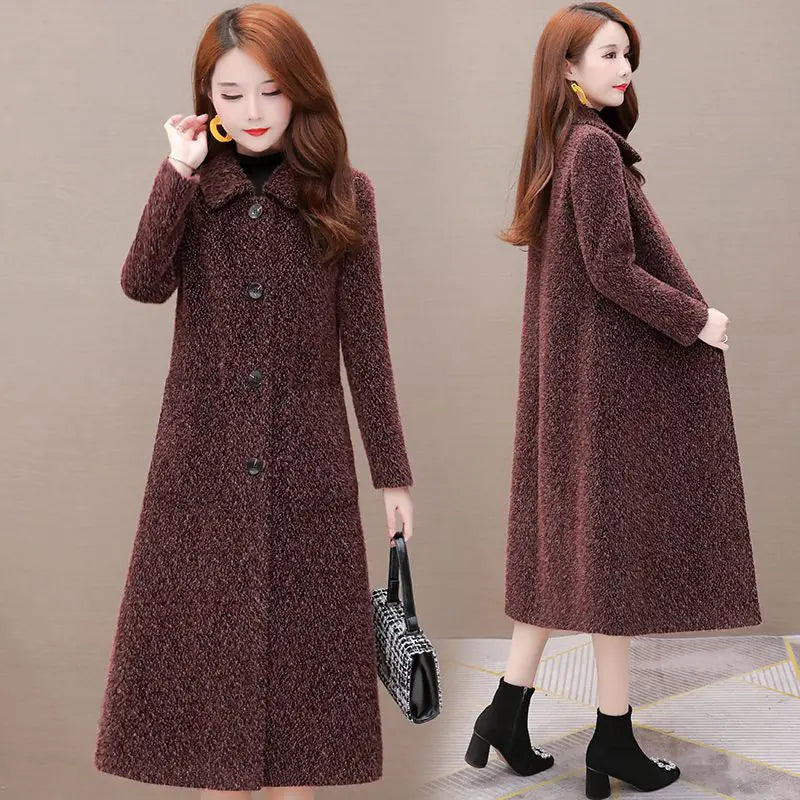 Women's Chic Mid-Length Faux Mink Coat