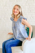And The Why Boho Print Rayon Linen Ruffle Baby Doll Tank Top - Velora Luxury Fashion