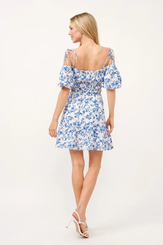 And The Why Off Shoulder Bubble Sleeve Dress - Velora Luxury Fashion