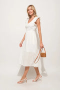 And The Why Ruffle Sleeve Front Smocked Tiered Midi Dress - Velora Luxury Fashion