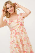 And The Why Square Neck Tiered Floral Fishnet Dress - Velora Luxury Fashion