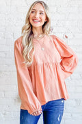 And The Why Textured V Neck Blouse Top - Velora Luxury Fashion