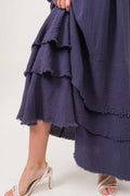 And The Why Washed Cotton Gauze Fringe Detail Tiered Dress - Velora Luxury Fashion