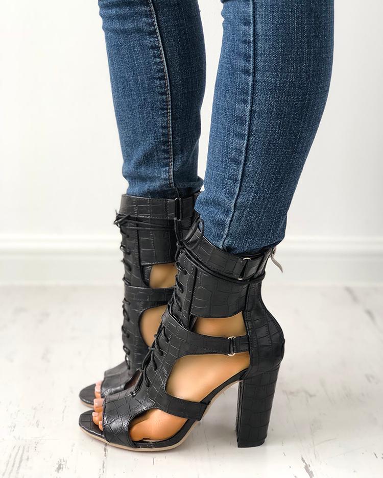 Ankle Strap & Lace Gladiator Heel - Velora Luxury Fashion