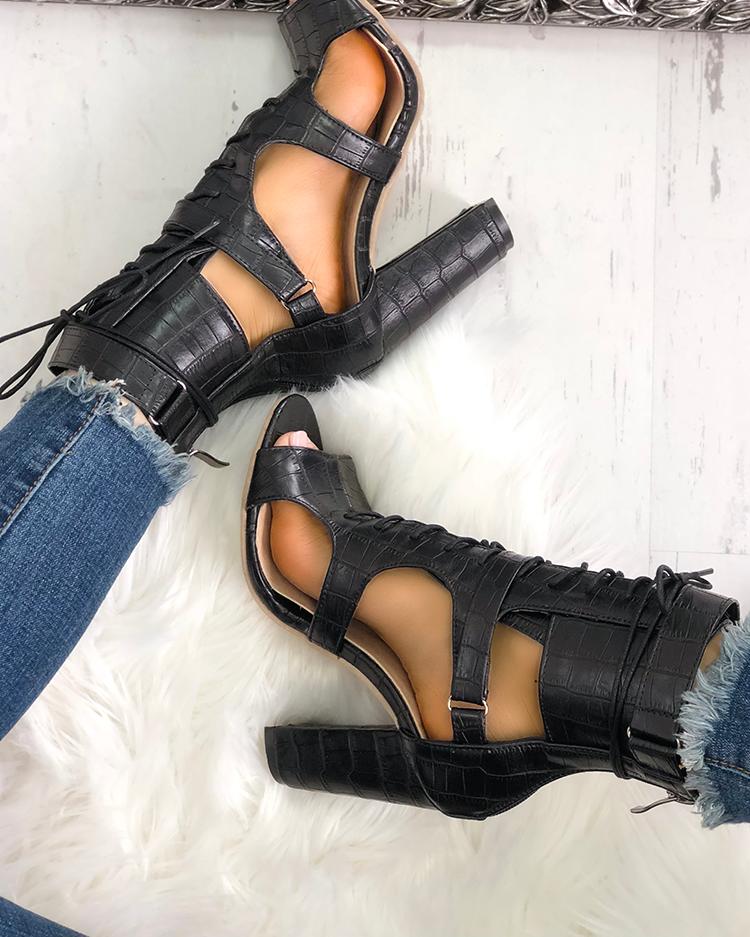 Ankle Strap & Lace Gladiator Heel - Velora Luxury Fashion
