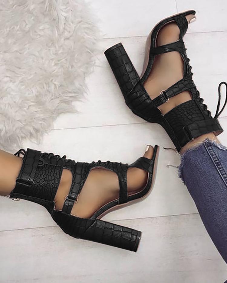 Ankle Strap & Lace Gladiator Heel - Velora Luxury Fashion
