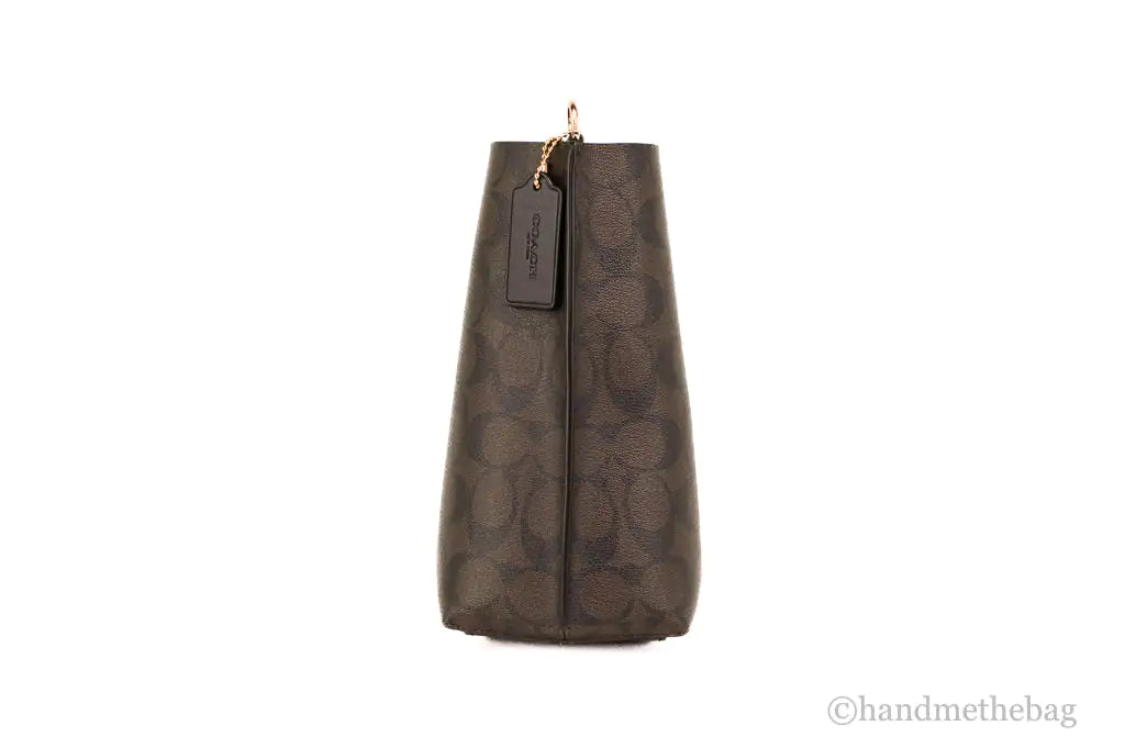 Coach (CA582) Mollie 22 Small Brown Black Coated Canvas Bucket Crossbody Handbag