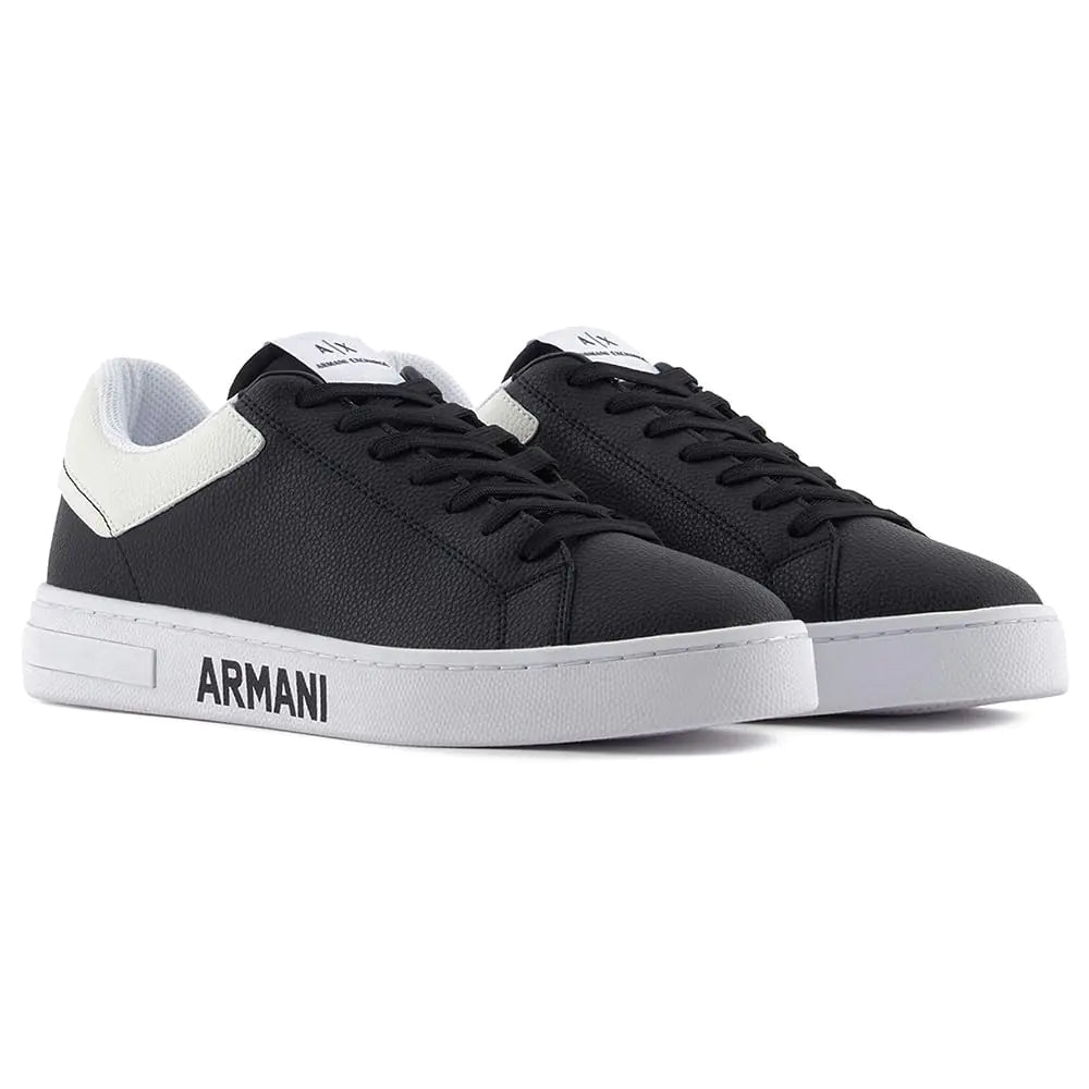 Armani Exchange Mens London Sneaker Black+Off White 13 - Velora Luxury Fashion