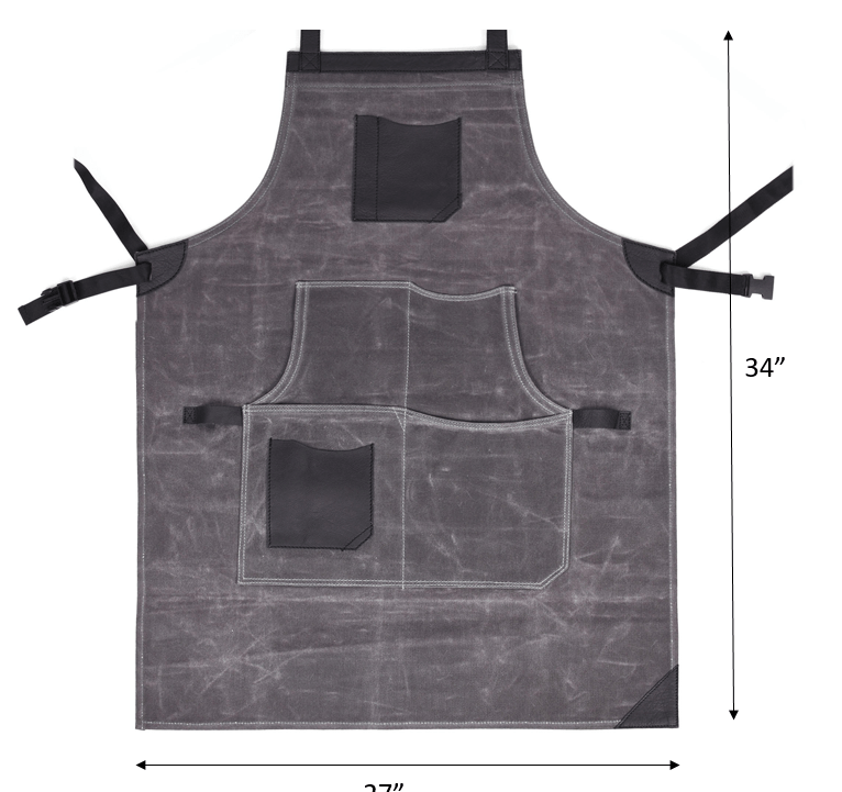 Arucas Leather Canvas Apron - Stress Grey - Velora Luxury Fashion