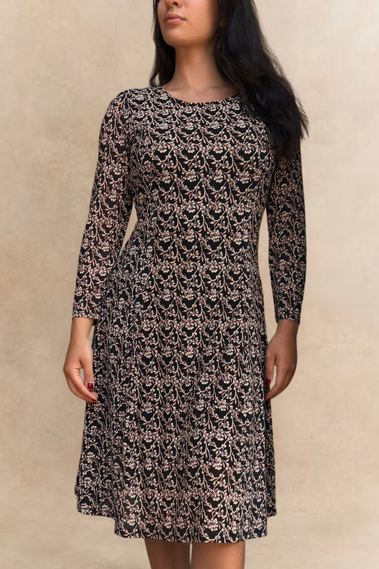 Audrey Floral Stretch Fit & Flare Dress - Velora Luxury Fashion