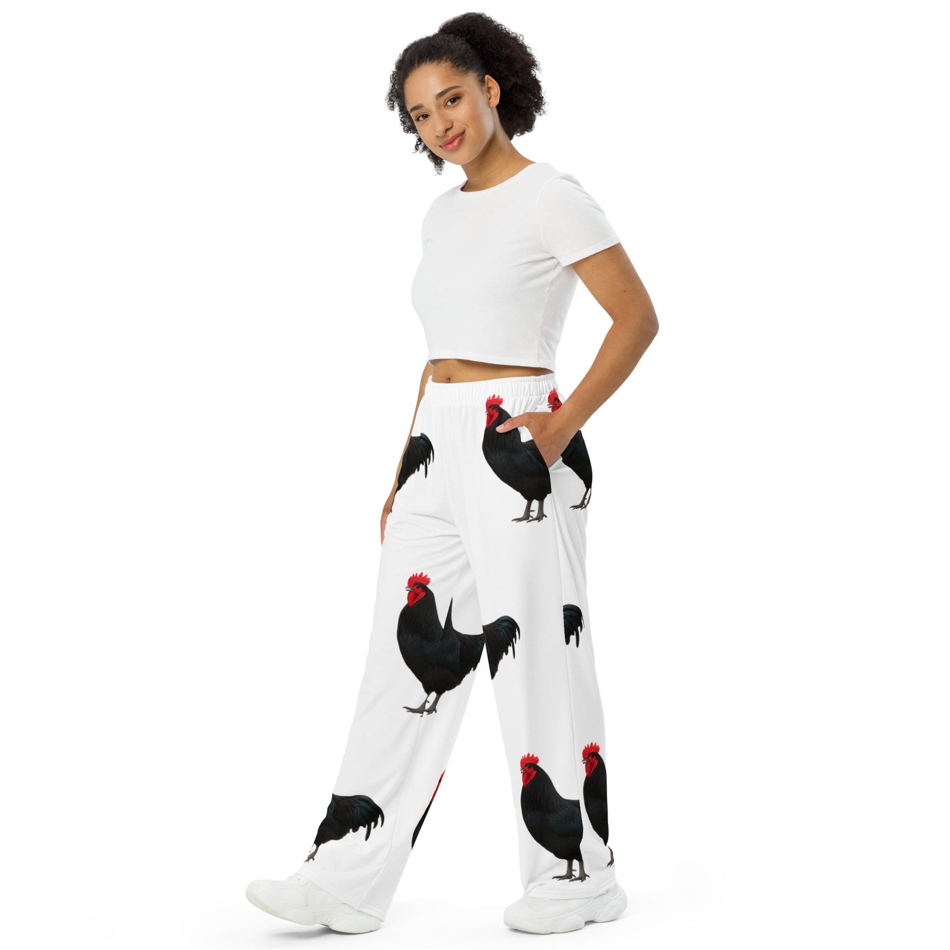 Australorp All-over print unisex wide-leg pants - Velora Luxury Fashion